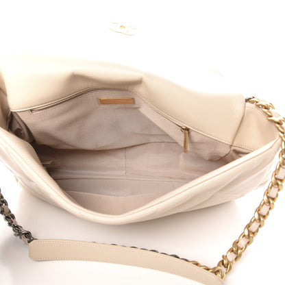Chanel Goatskin Quilted Maxi 19 Flap Beige 5 of 10
