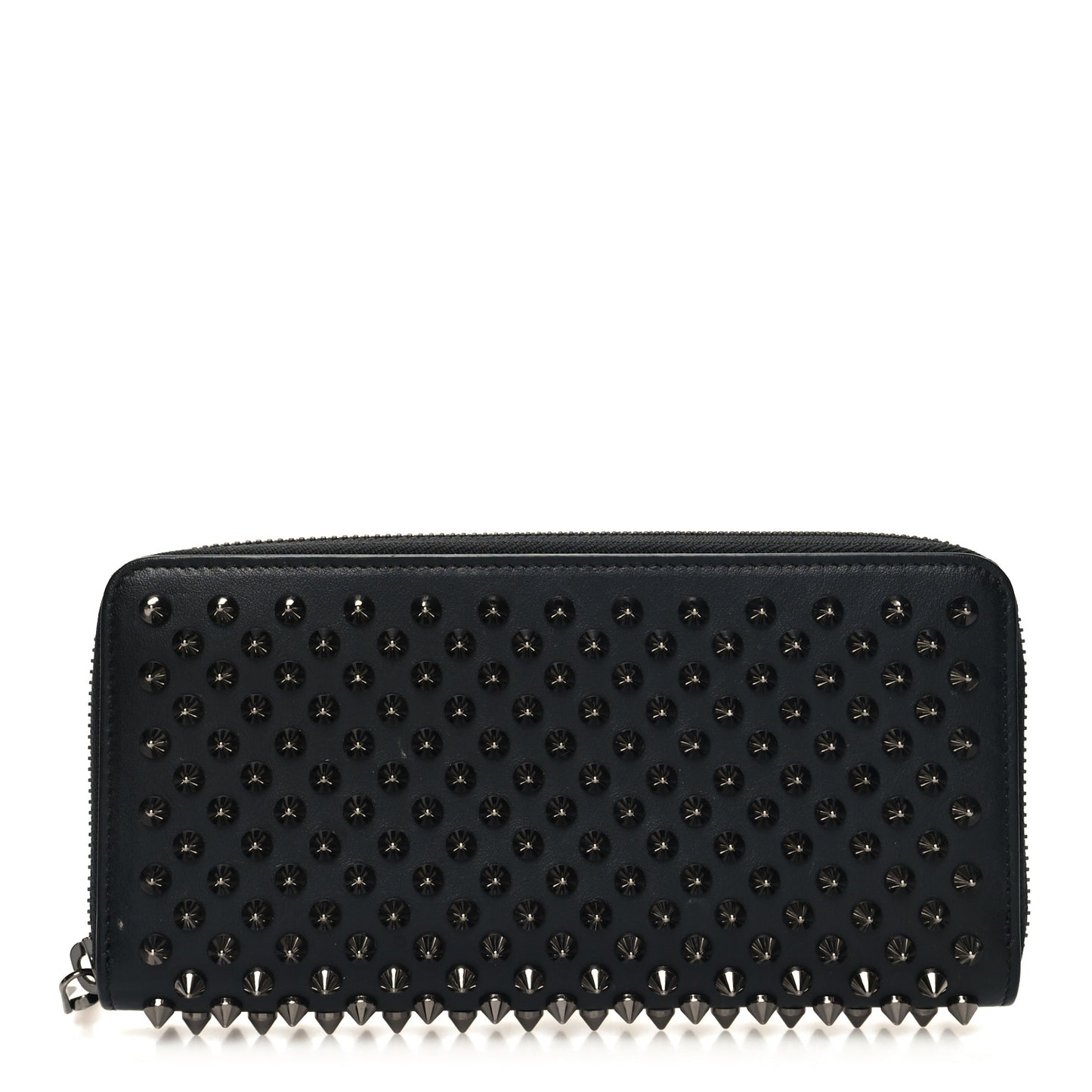 Calfskin Empire Panettone Spiked Zip Around Wallet Black
