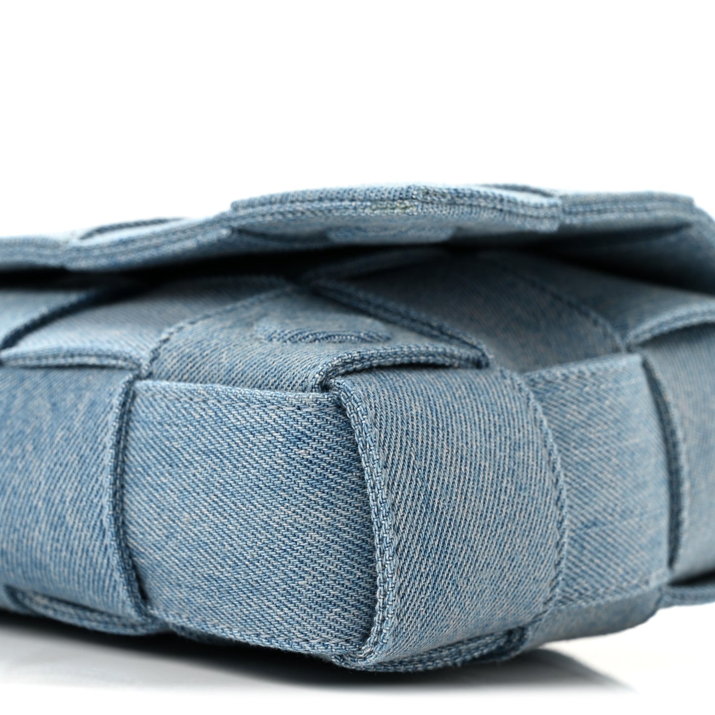 Denim Maxi Intrecciato Cassette Crossbody Bag Washed Indigo