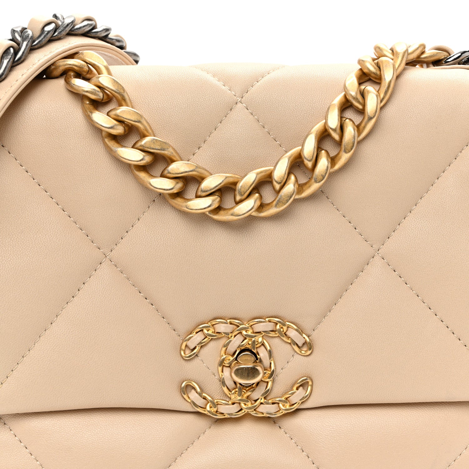 Chanel Lambskin Quilted Medium Chanel 19 Flap Beige 8 of 11