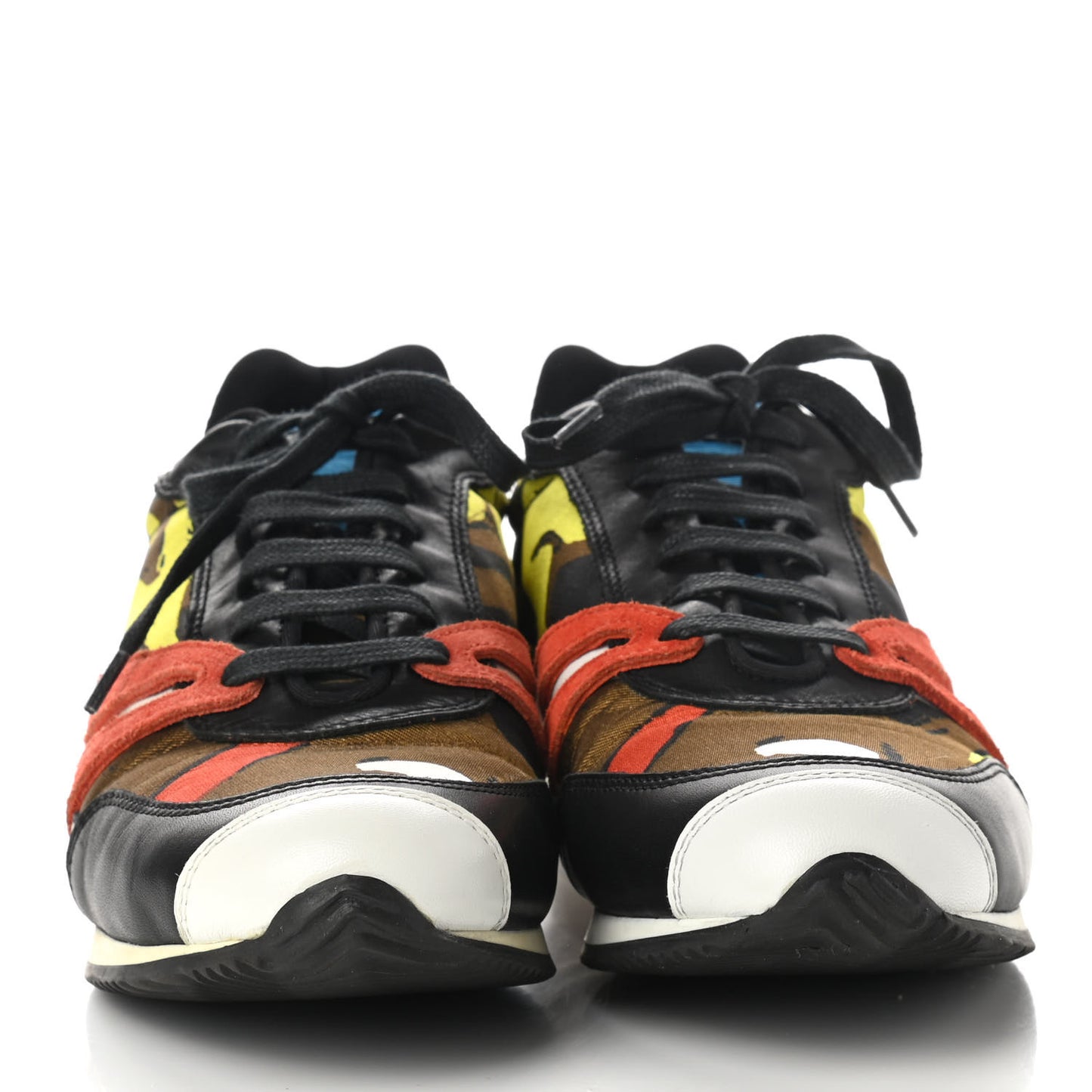 Fabric Suede Calfskin Womens Sneakers 38 Multicolor