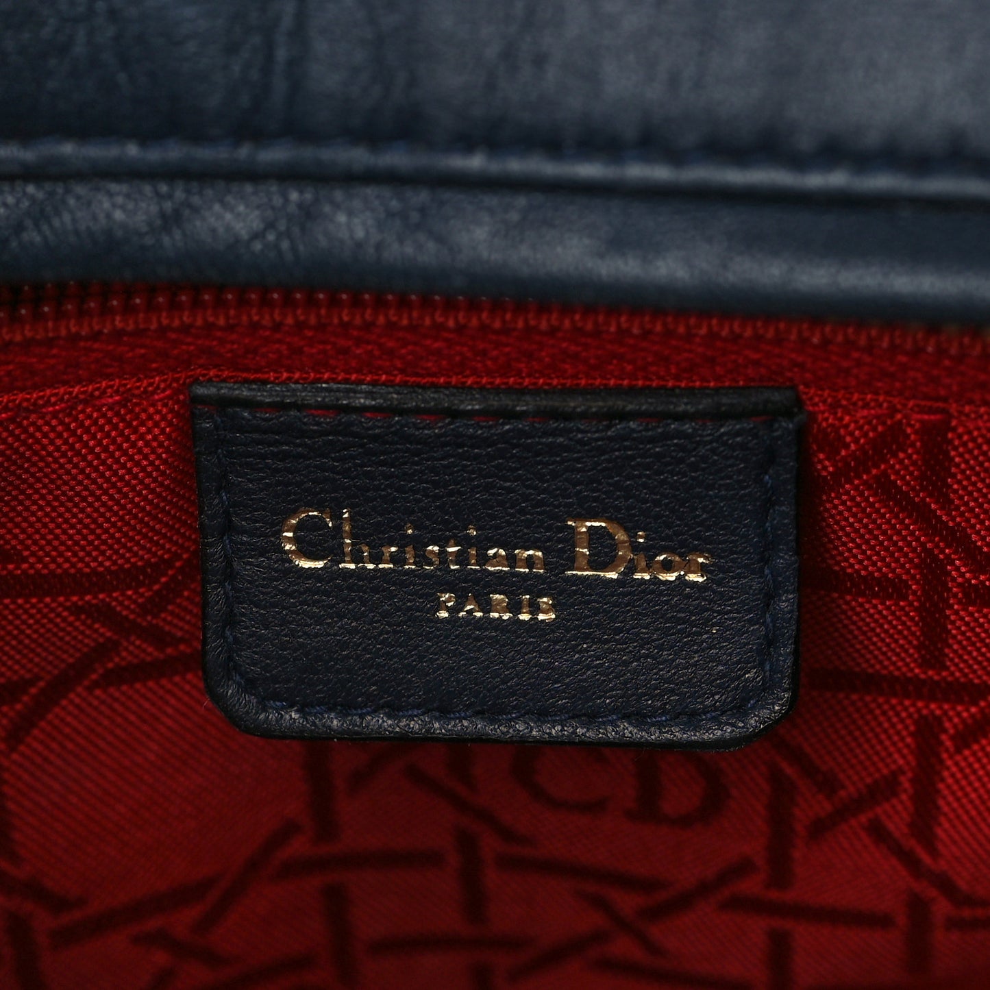 Lambskin Cannage Medium Lady Dior Navy Blue