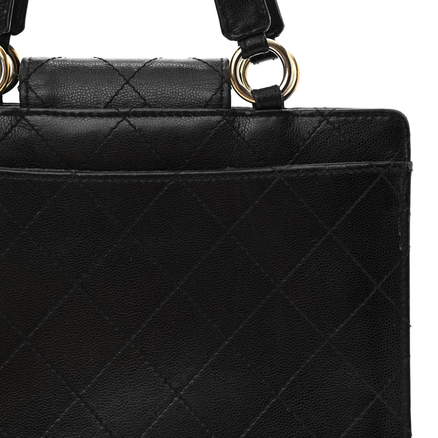 Caviar Quilted Top Handle Bag Black