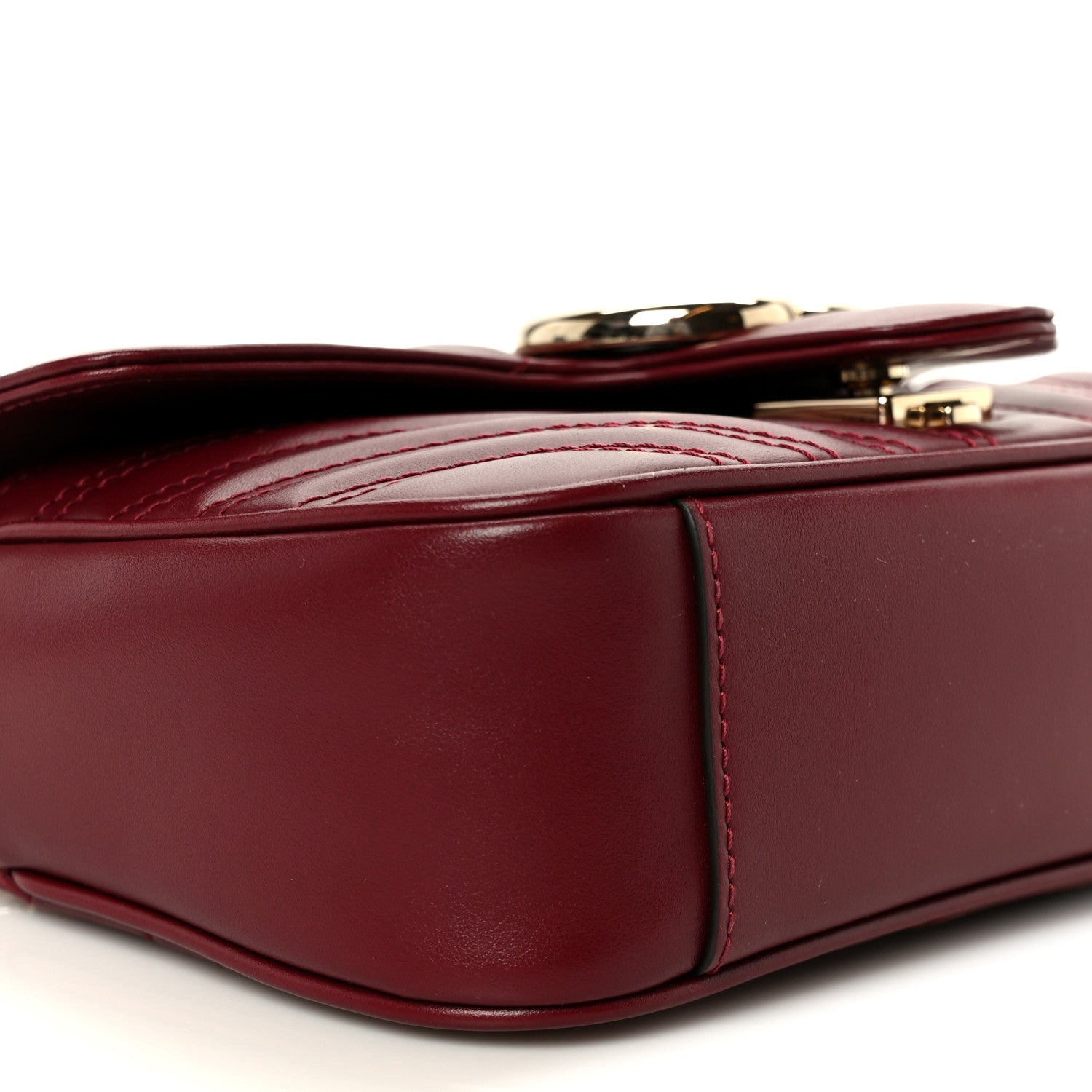 Gucci Calfskin Matelasse Mini GG Marmont Shoulder Bag Rosso Ancora 10 of 11
