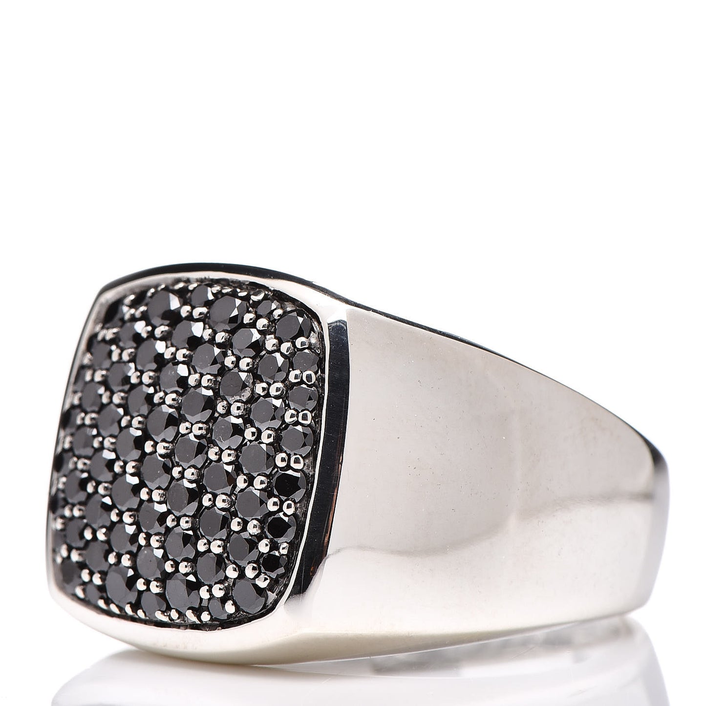 Sterling Silver Black Diamond Signet Ring 69 12.5