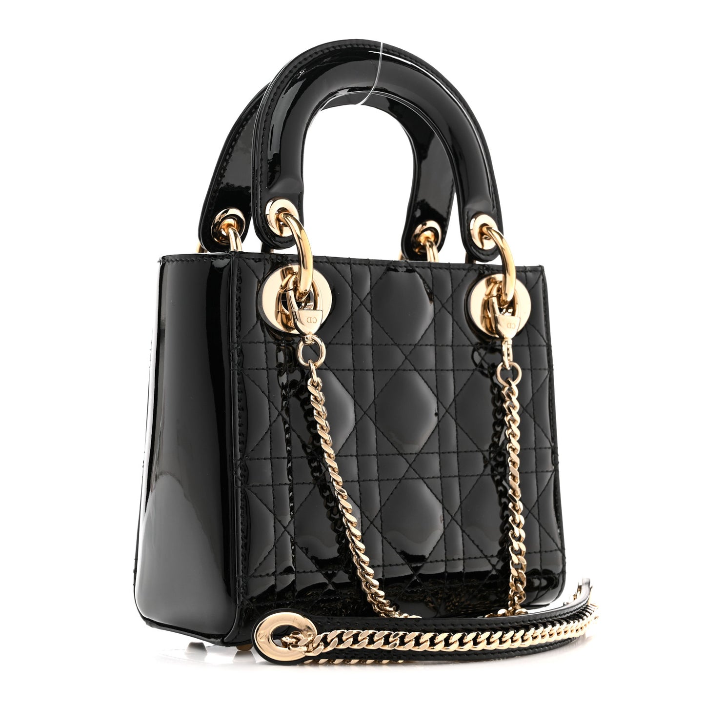 Patent Cannage Mini Lady Dior Black