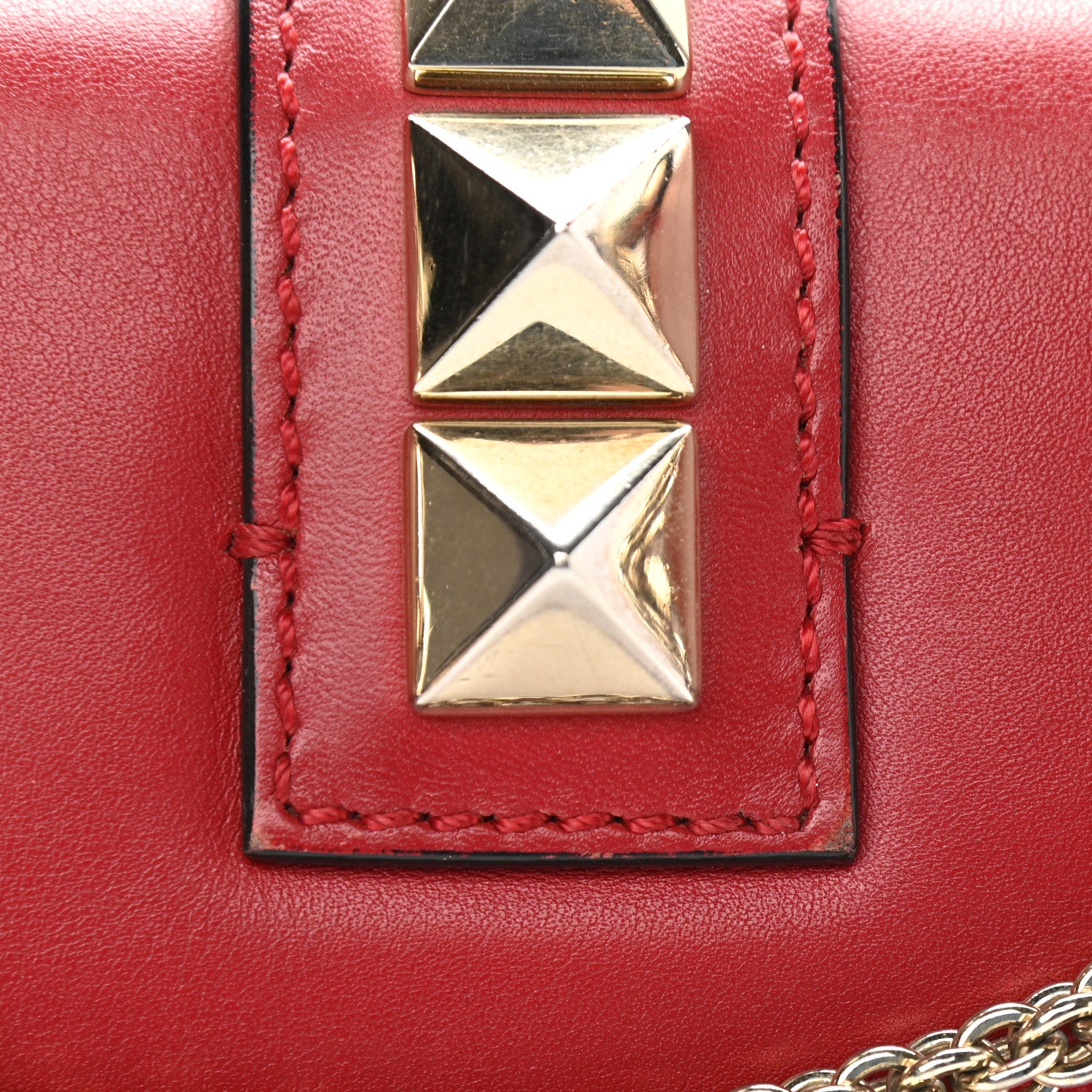 Valentino Garavani Vitello Medium Glam Lock Rockstud Flap Red 18 of 20