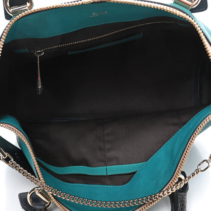 Chloe Smooth Calfskin Snakeskin Medium Baylee Tote Blue 4 of 4