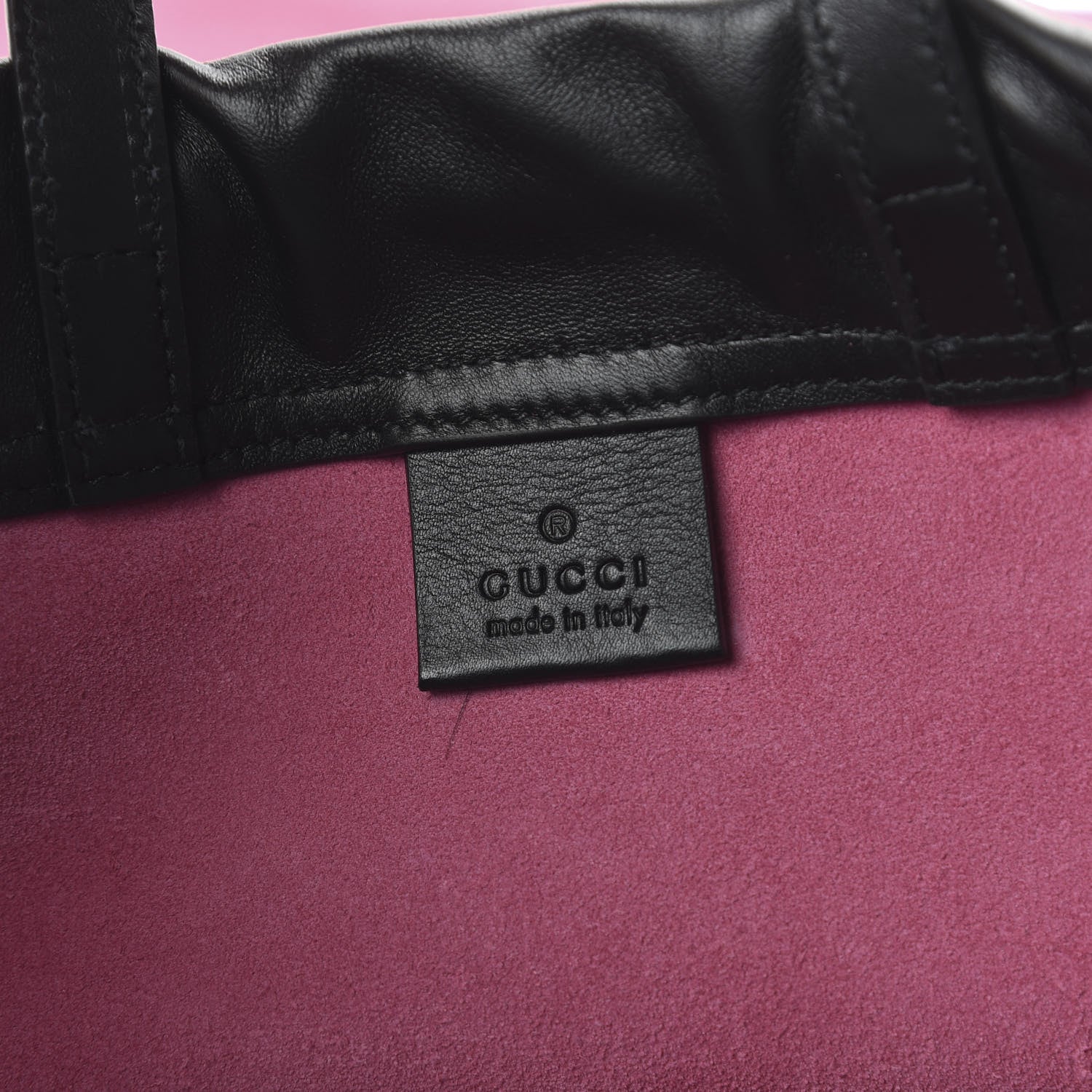 Gucci Grained Calfskin Logo Drawstring Backpack Box Pink Green Black 7 of 9