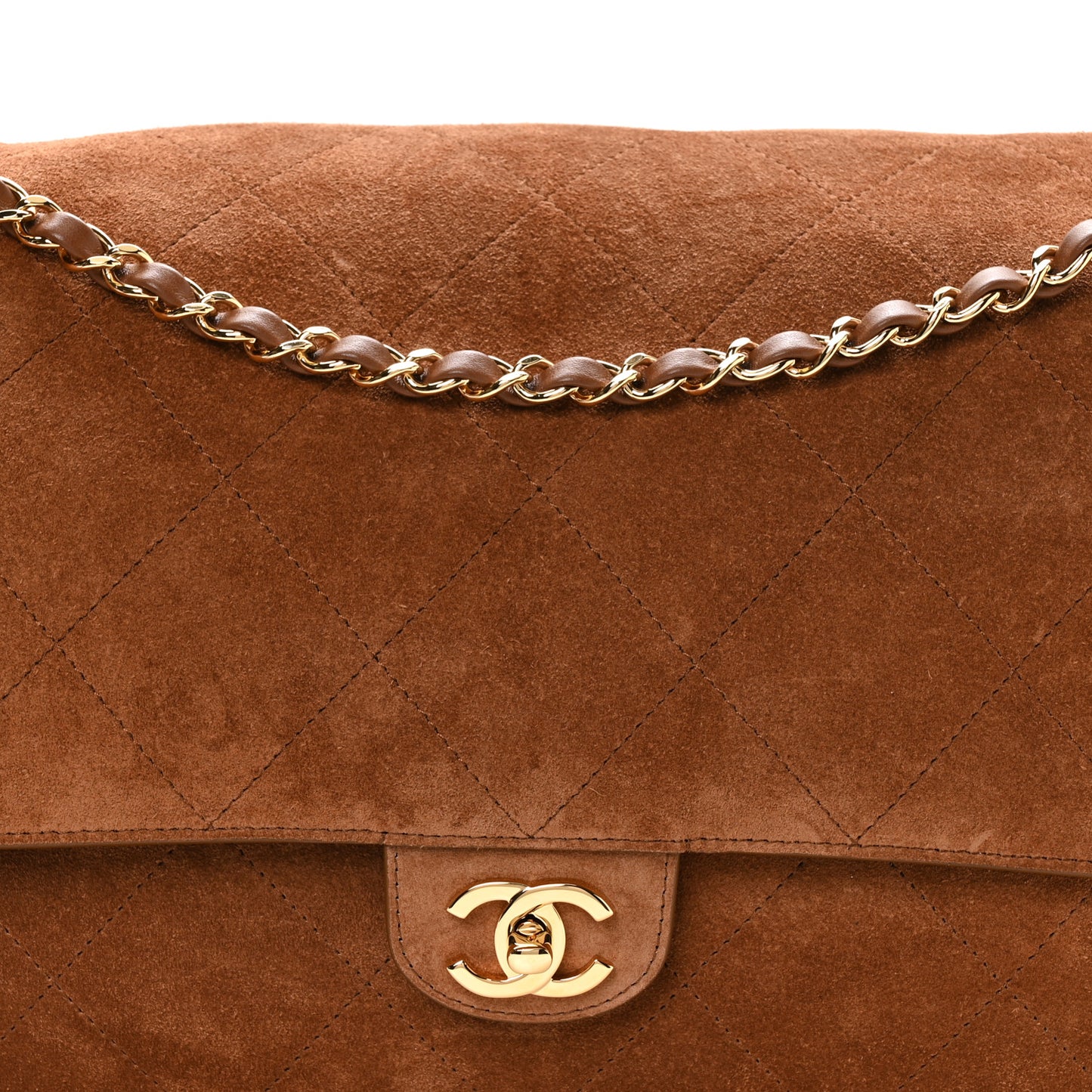 Suede Calfskin Souplissimo Maxi Flap Camel