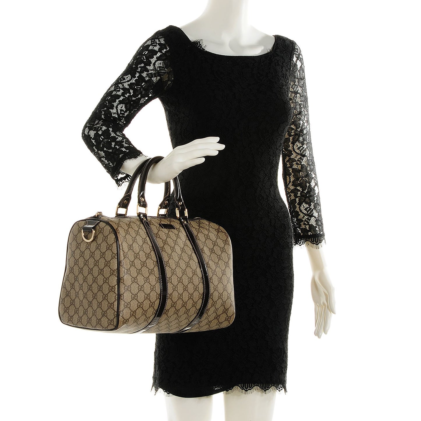 GG Plus Monogram Medium Joy Boston Dark Brown