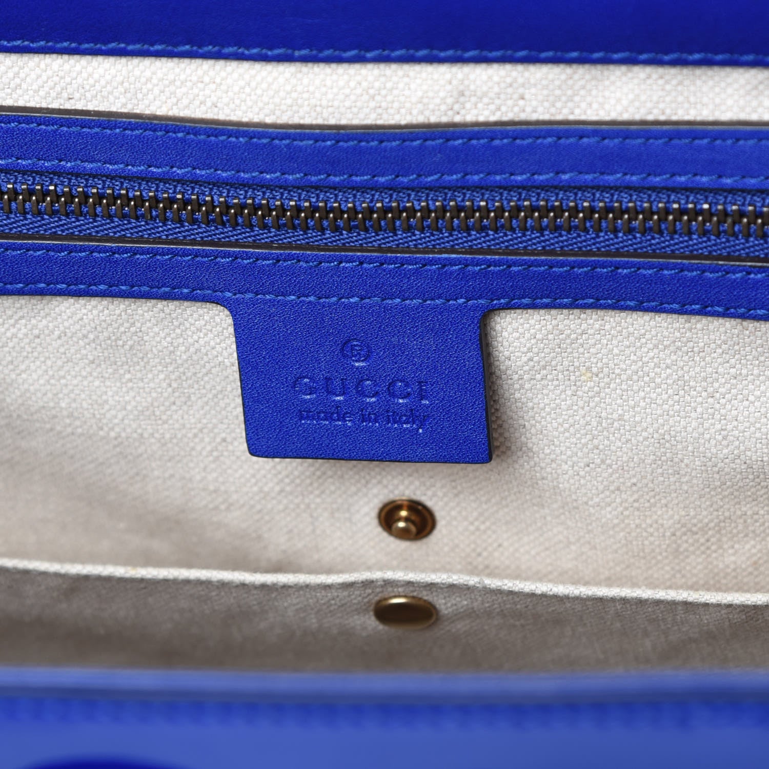 Gucci Patent Medium Bright Bit Top Handle Tote Deep Zaffiro 6 of 9