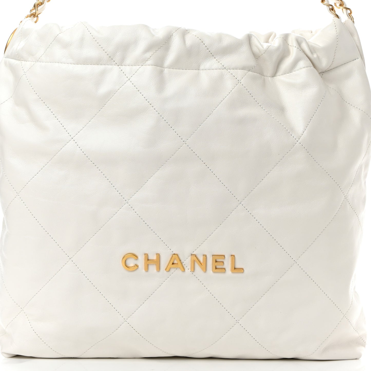 Shiny Calfskin Quilted Chanel 22 White