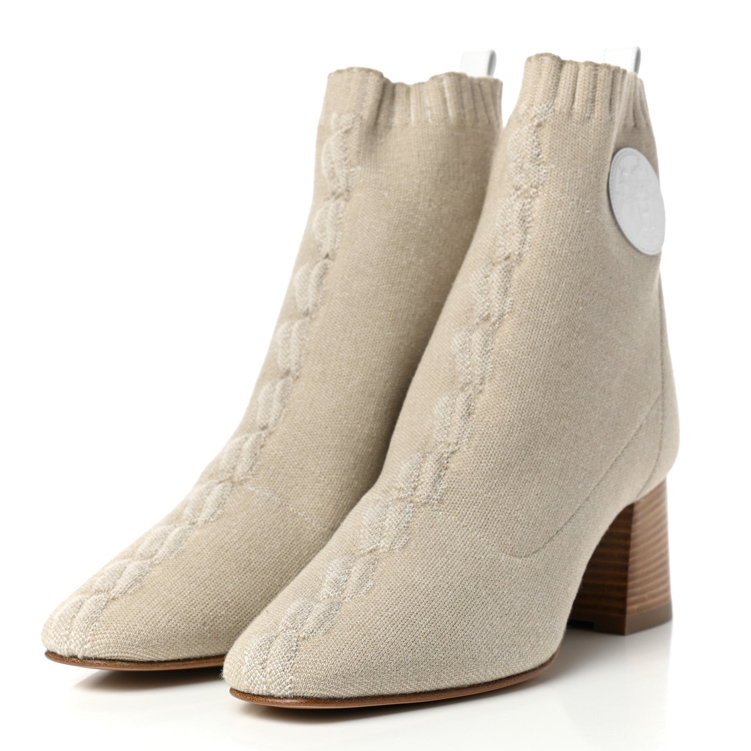 Hermes Knit Calfskin Volver 60 Ankle Boots 38 Nocciola 3 of 8