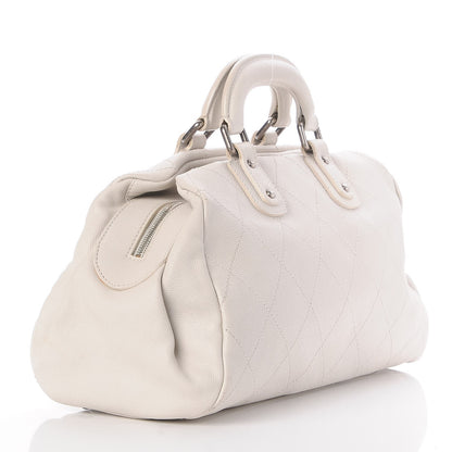 Chanel Caviar Quilted Bowler Tote White 3 of 8