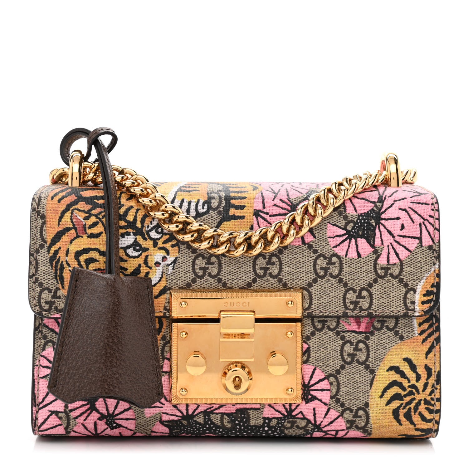 Gucci GG Supreme Monogram Bengal Small Padlock Shoulder Bag Beige Pink 1 of 10