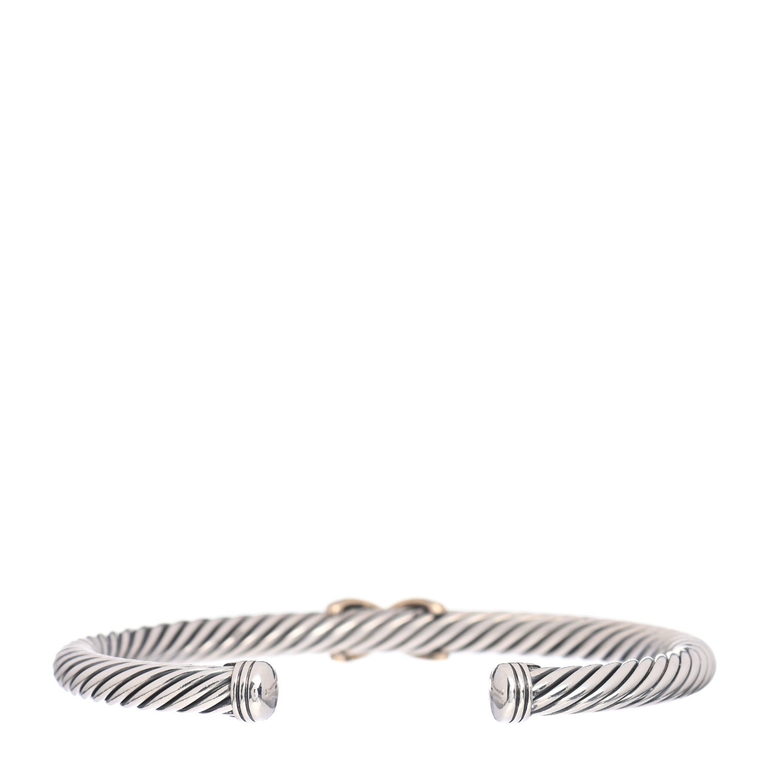 David Yurman Sterling Silver 14K Yellow Gold 5mm X Station Cable Bracelet 3 of 4