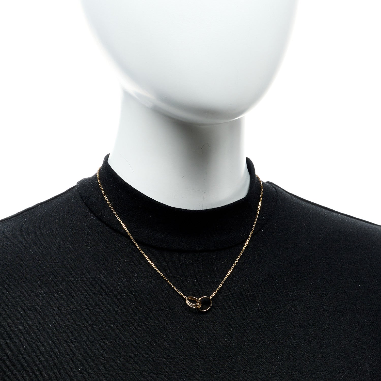 Cartier 18K Yellow Gold Diamond Interlocking LOVE Necklace 2 of 5