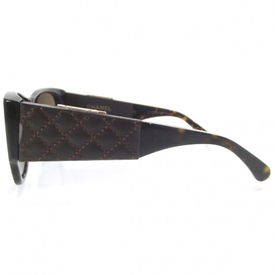 Chanel Tortoise Leather Quilted CC Sunglasses 5202-Q 4 of 9