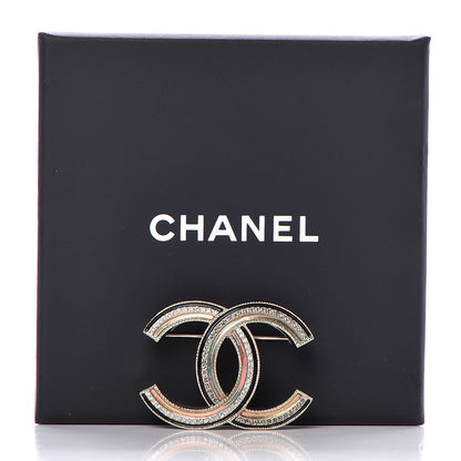 Chanel Crystal Enamel CC Brooch Gold 6 of 6