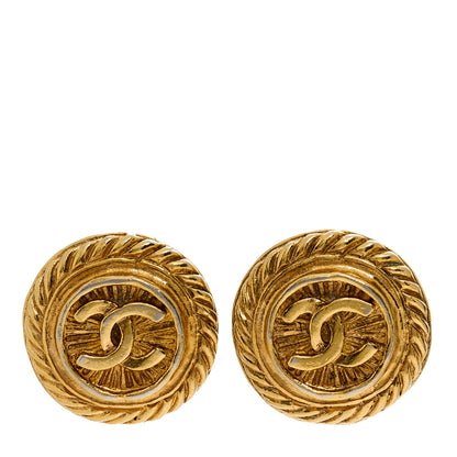 Chanel CC Button Clip On Earrings Gold 1 of 4