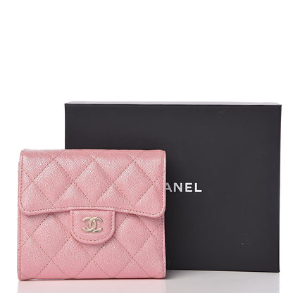 Chanel Iridescent Caviar Quilted Compact Flap Wallet Pink 7 of 7