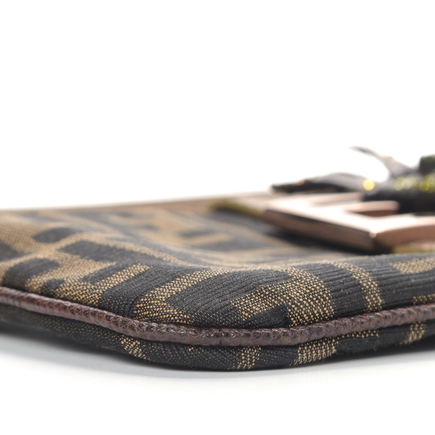 Fendi Zucca Lizard Crystal Bird Baguette Tobacco 6 of 10