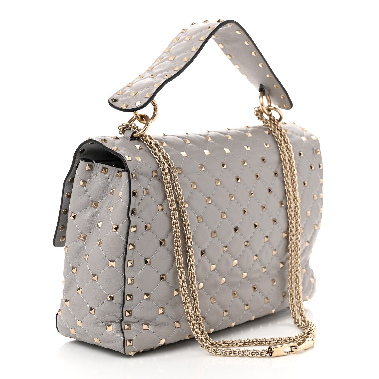 Valentino Garavani Nappa Large Rockstud Spike Shoulder Bag Pastel Grey 3 of 9