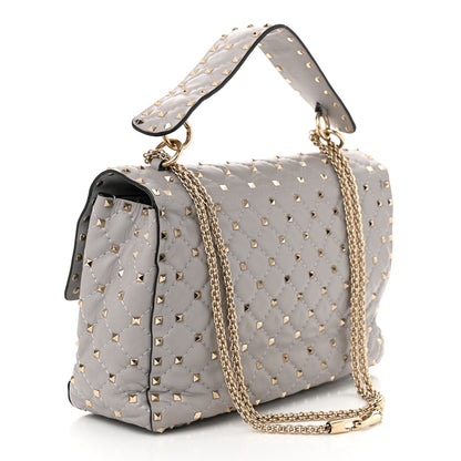 Valentino Garavani Nappa Large Rockstud Spike Shoulder Bag Pastel Grey 3 of 9