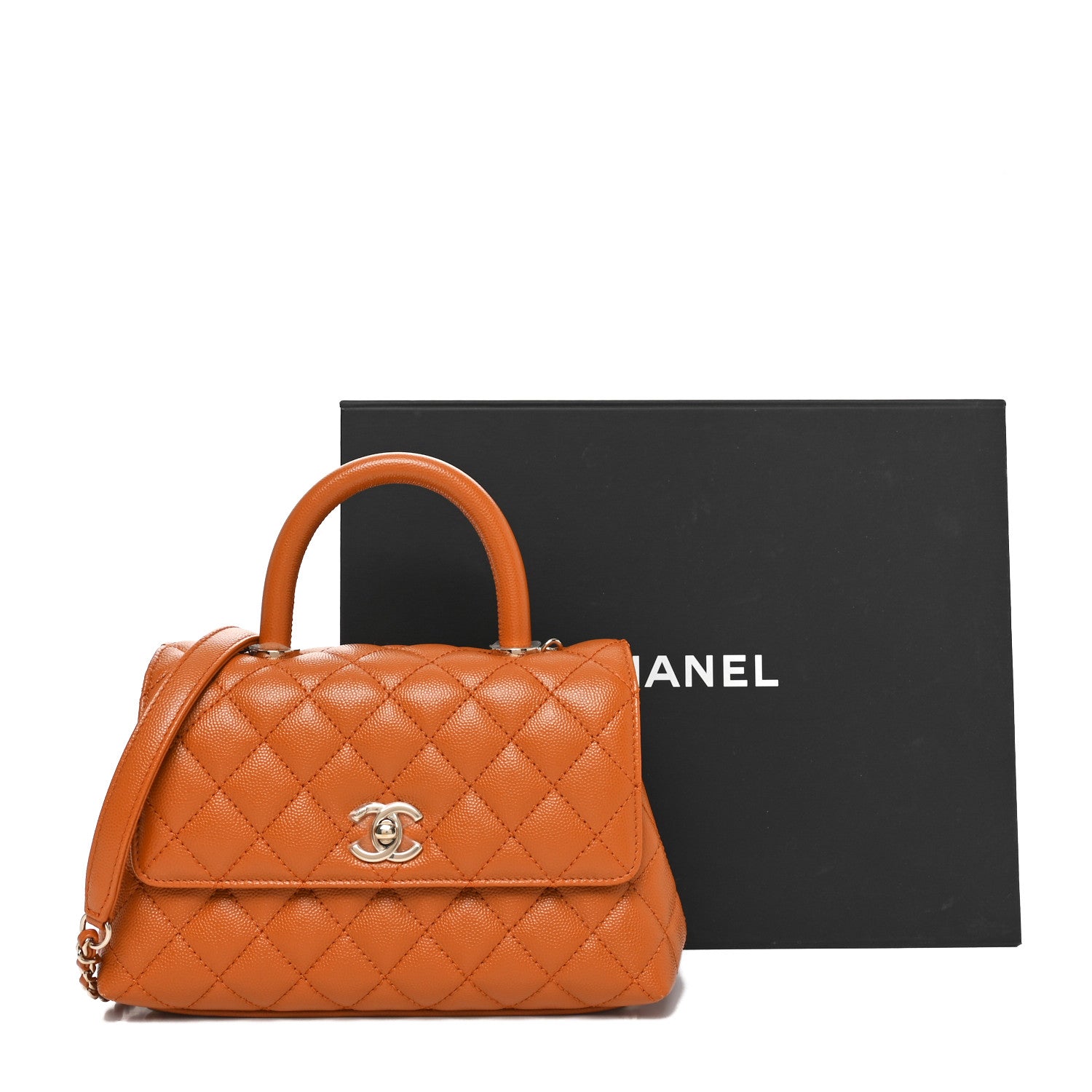 Chanel Caviar Quilted Mini Coco Handle Flap Light Brown 11 of 11