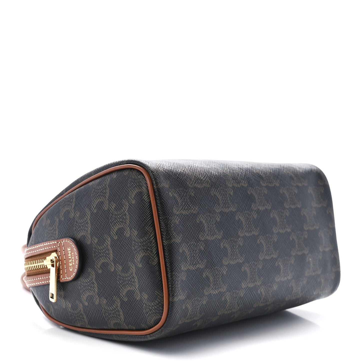 Triomphe Canvas Calfskin Small Boston Bag Tan