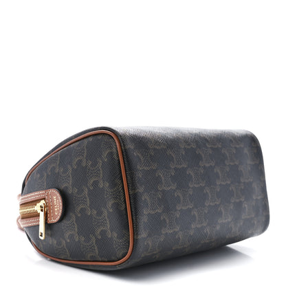 Celine Triomphe Canvas Calfskin Small Boston Bag Tan 4 of 12