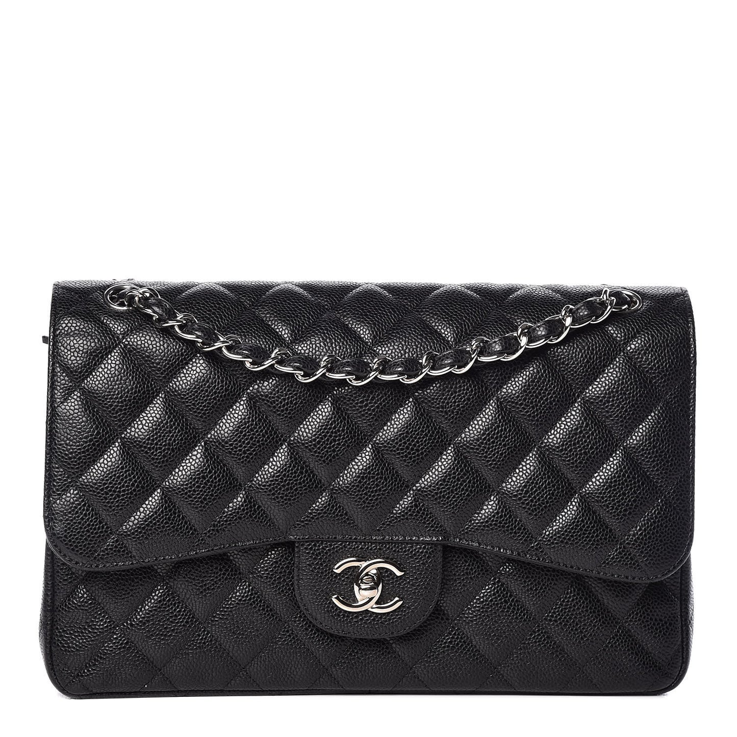 Caviar Quilted Jumbo Double Flap Black