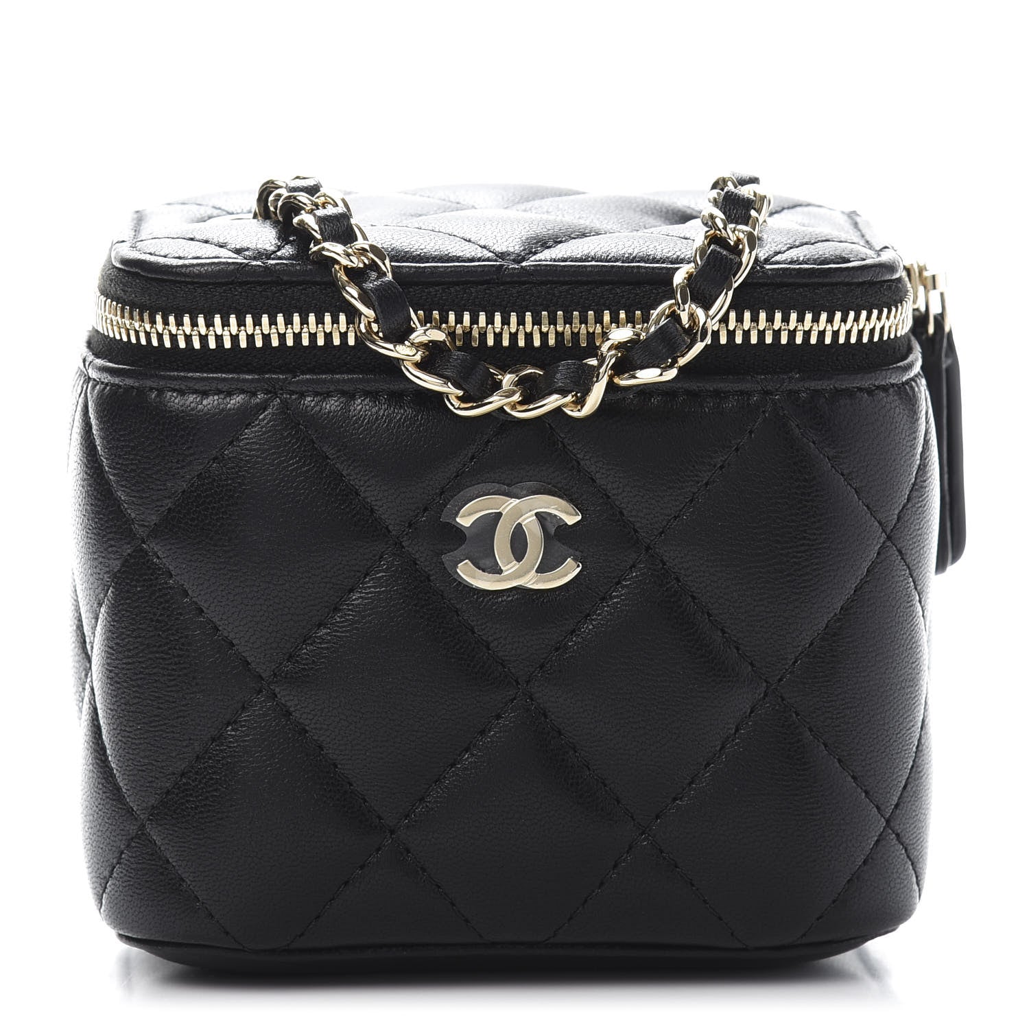 Chanel Lambskin Quilted Mini Vanity Case With Chain Black 1 of 11