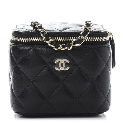 Chanel Lambskin Quilted Mini Vanity Case With Chain Black 1 of 11