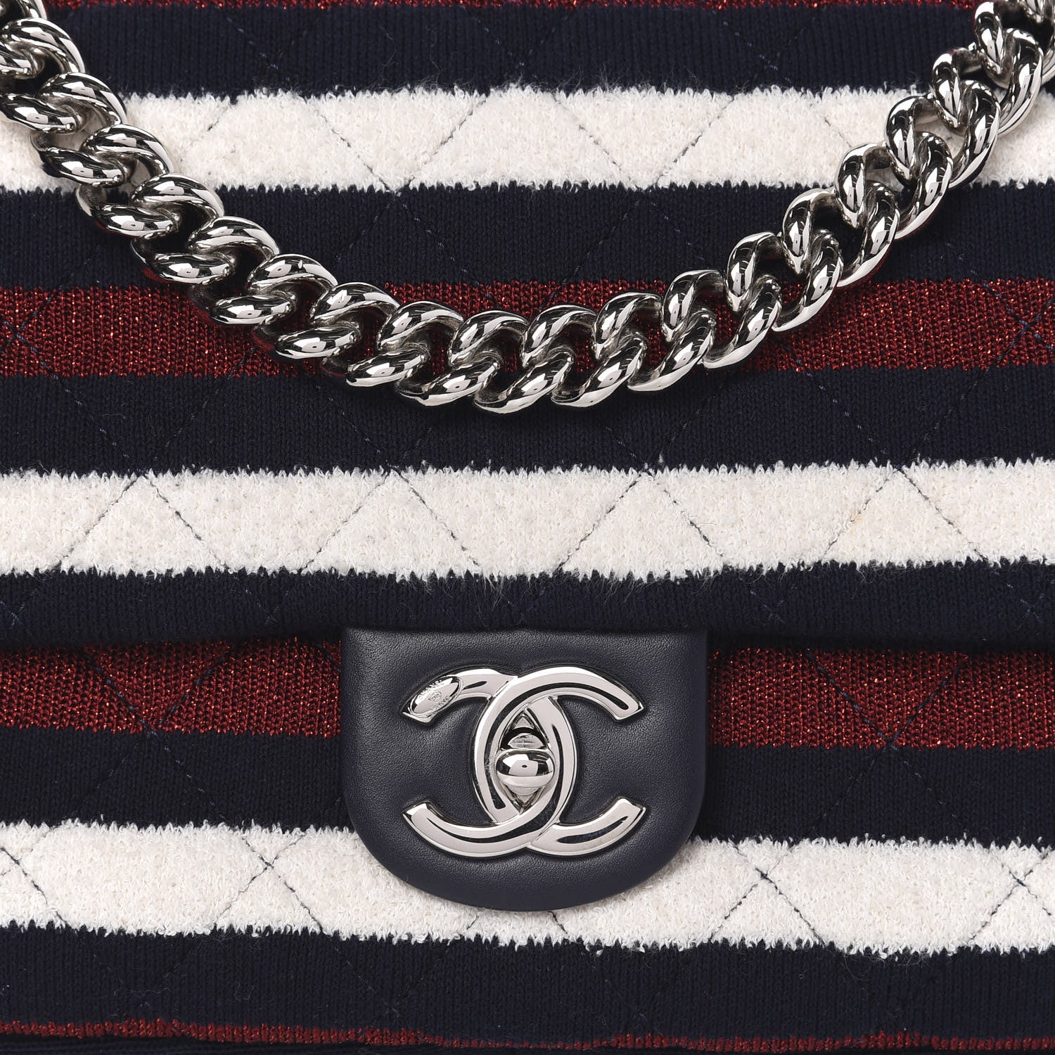 Chanel Jersey Felt Quilted Flap Red White Blue 9 of 10
