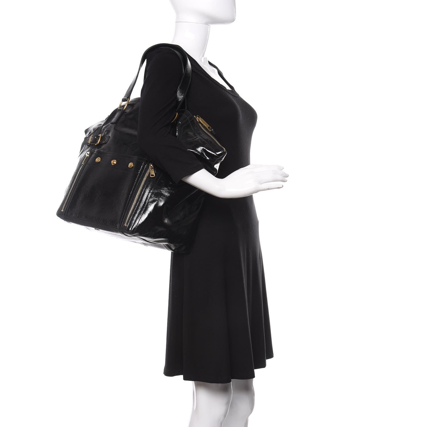 Saint Laurent Patent Large Downtown Tote Black 2 of 13