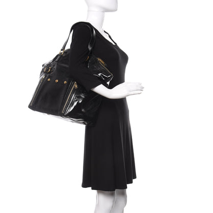 Saint Laurent Patent Large Downtown Tote Black 2 of 13