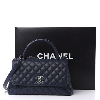 Chanel Caviar Quilted Small Coco Handle Flap Navy 10 of 10