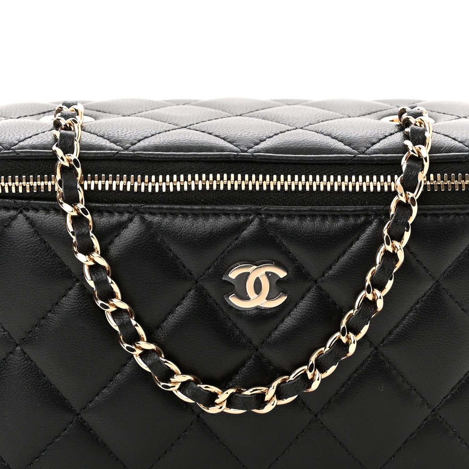 Chanel Lambskin Quilted Small Vanity Case With Chain Black 8 of 10