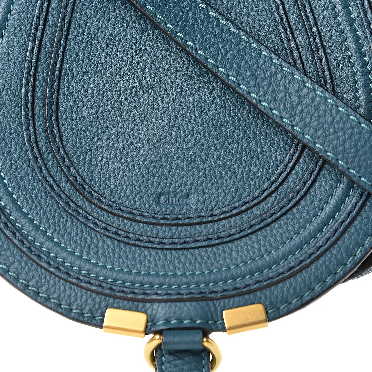 Chloe Calfskin Mini Marcie Round Crossbody Bag Teal 9 of 17