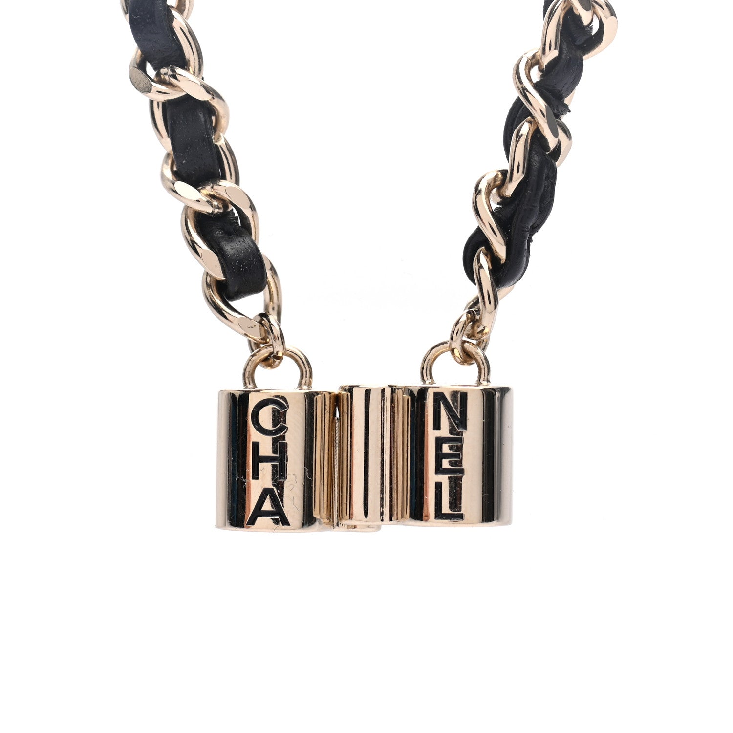 Chanel Metal Lambskin CC AirPods Necklace Gold Black 5 of 7