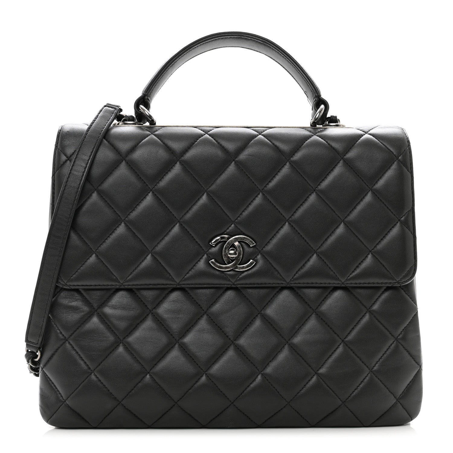 Chanel Lambskin Quilted Large Trendy CC Dual Handle Flap Bag Dark Grey 1 of 11
