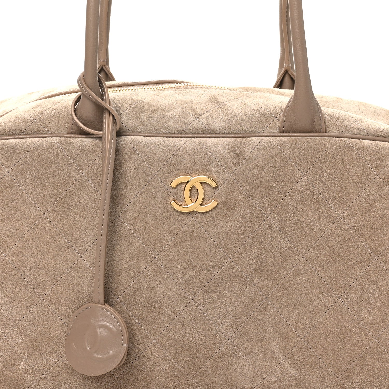 Chanel Suede Calfskin Large Perfect Bowling Bag Grey 8 of 10