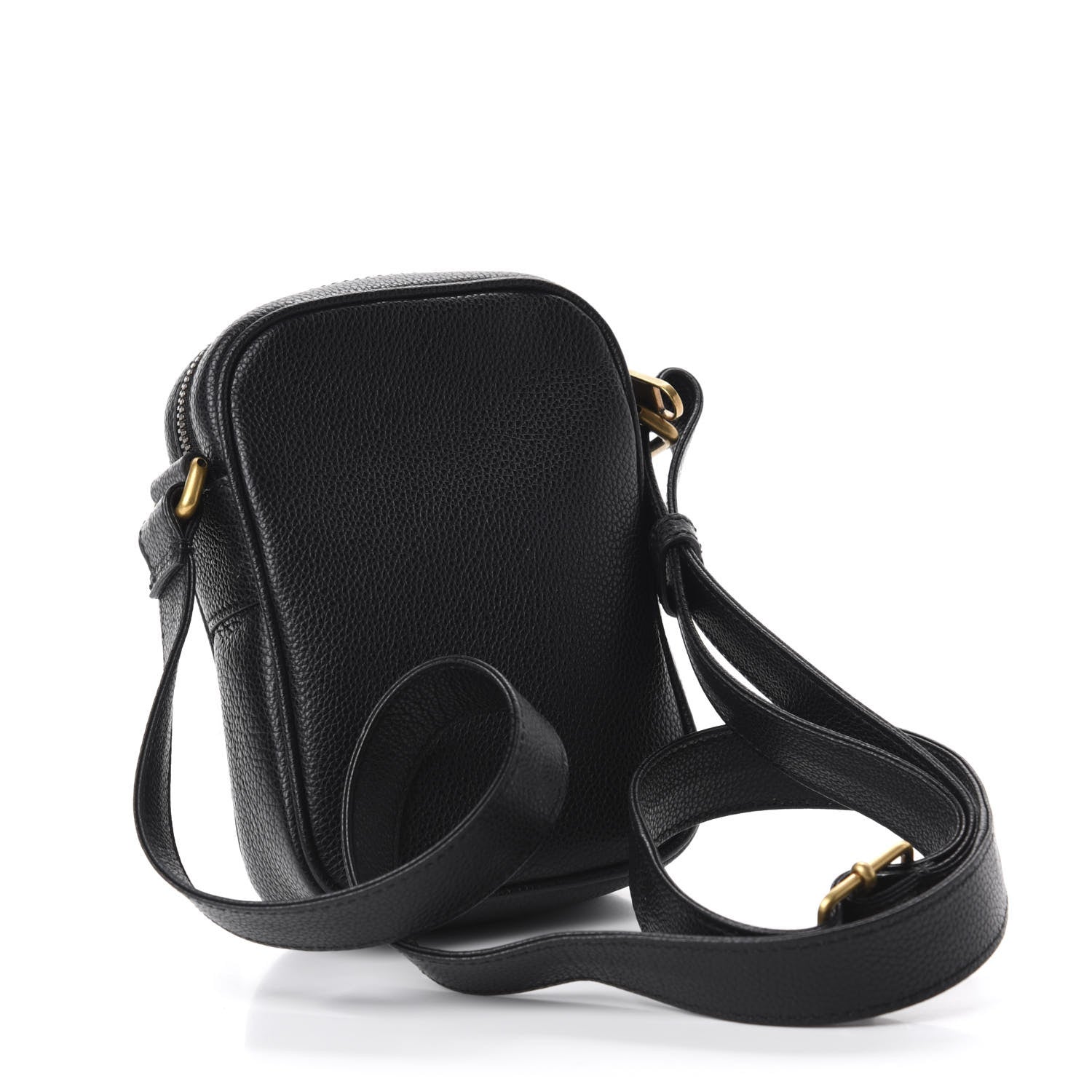 Gucci Grained Calfskin Mini Logo Messenger Bag Black 3 of 10