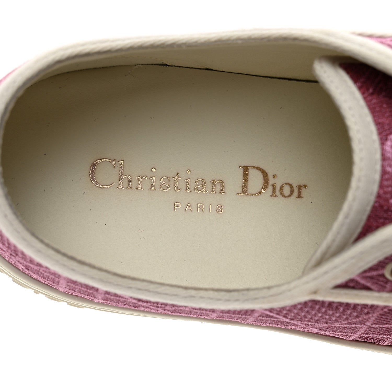 Christian Dior Laminated Canvas Cannage Embroidered Womens Walk'N'Dior Low Top Sneakers 38 Metal Rose 7 of 10