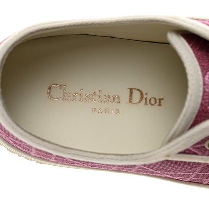 Christian Dior Laminated Canvas Cannage Embroidered Womens Walk'N'Dior Low Top Sneakers 38 Metal Rose 7 of 10