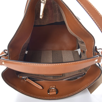 Burberry Canvas Mega Check Medium Ashby Hobo Saddle Brown 6 of 8