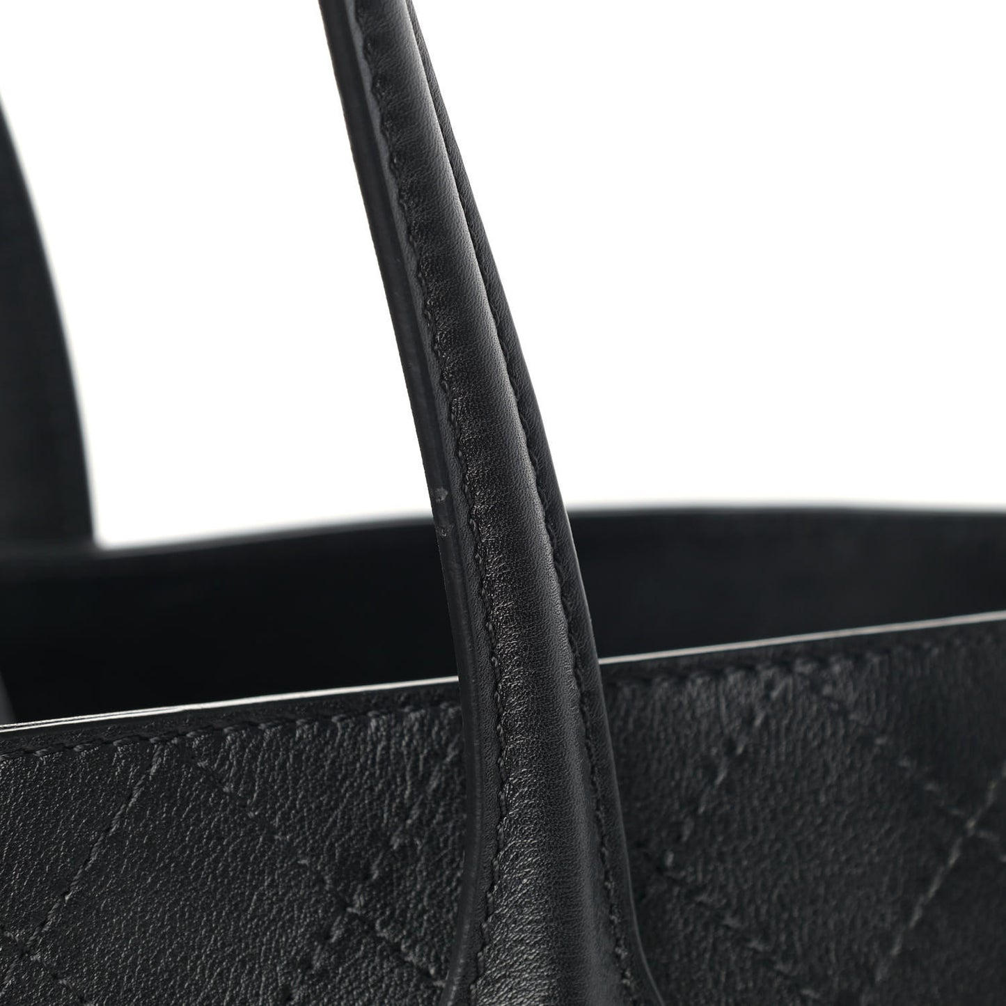 Calfskin Stitched Shopping Tote Black