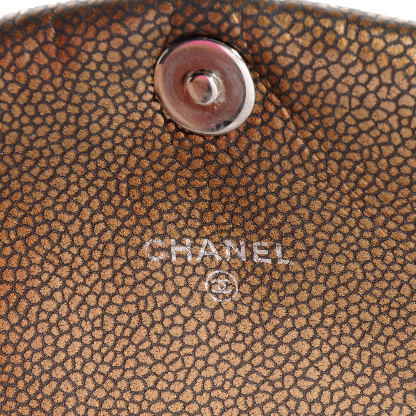 Metallic Caviar Half Moon Wallet On Chain WOC Bronze